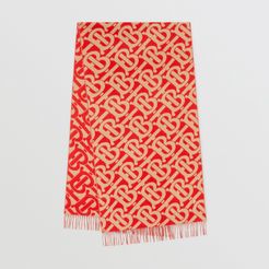 Monogram Cashmere Jacquard Scarf, Red