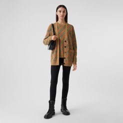 Stripe Merino Wool Blend Cardigan, Size: XL, Camel