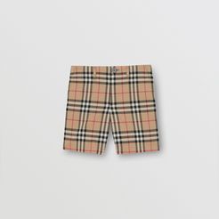 Childrens Vintage Check Cotton Tailored Shorts, Size: 10Y, Beige