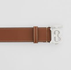 Monogram Motif Topstitched Leather Belt, Size: 95, Brown