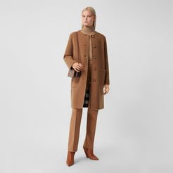 Reversible Check Technical Wool Coat, Size: 0, Camel