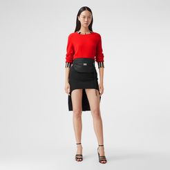 Icon Stripe Trim Cashmere Sweater, Size: XXS, Red