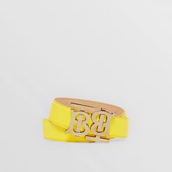 Double Monogram Motif Leather Belt, Yellow