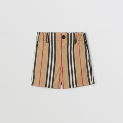 Childrens Icon Stripe Cotton Chino Shorts, Size: 6M, Beige