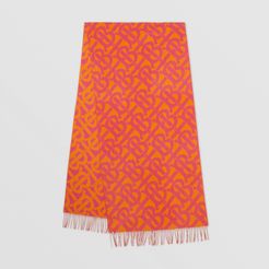 Monogram Cashmere Jacquard Scarf, Pink