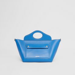 Mini Leather Soft Pocket Tote, Blue