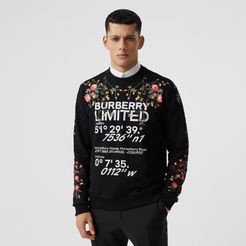 Montage Print Cotton Sweatshirt, Size: XL, Black