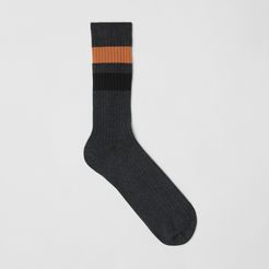 Striped Cotton Blend Socks, Size: M, Grey