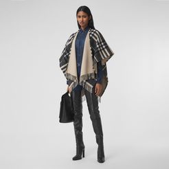 Check Cashmere Merino Wool Cape