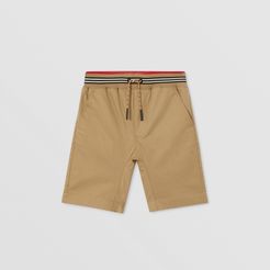 Childrens Icon Stripe Detail Cotton Twill Shorts, Size: 3Y, Brown