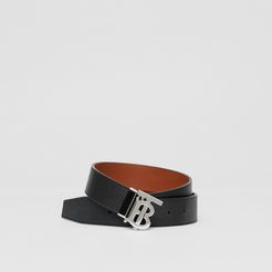 Reversible Monogram Motif Leather Belt, Size: 90, Black