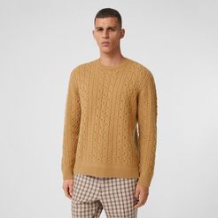 Cable Knit Wool Cashmere Sweater, Beige