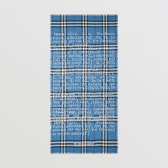Love and Check Cashmere Jacquard Scarf, Blue