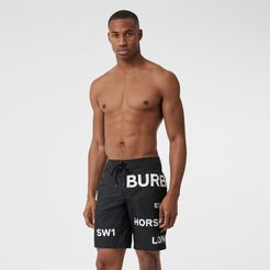 Horseferry Print Swim Shorts, Size: XXXL, Black