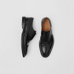 Toe Cap Detail Leather Oxford Brogues, Size: 41, Black