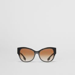 Monogram Detail Butterfly Frame Sunglasses, Grey
