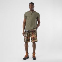 Camouflage Check Cotton Twill Tailored Shorts, Size: 40, Beige