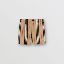 Childrens Icon Stripe Cotton Chino Shorts, Size: 12Y, Beige