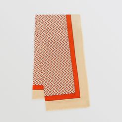 Monogram Print Lightweight Cashmere Scarf, Red