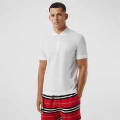 Monogram Motif Cotton Piqué Polo Shirt, White