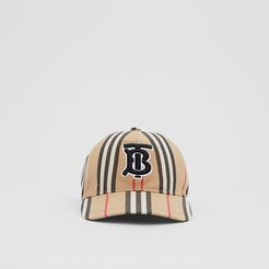 Monogram Motif Icon Stripe Cotton Baseball Cap, Beige