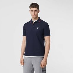 Icon Stripe Placket Cotton Piqué Polo Shirt, Size: XL, Blue