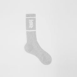 Monogram Motif Intarsia Socks, Grey