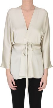 Blusa in satin stile kimono