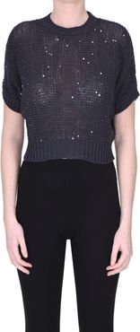 Pullover cropped con paillettes