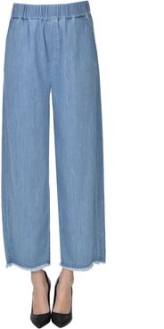 Pantaloni in cotone effetto denim