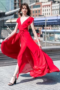 Full Bloom Maxi Dress RED