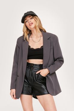 Work Together Oversized Double Breasted Blazer - Grey