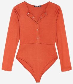 Keep Rib Up Petite High-Leg Bodysuit - Rust