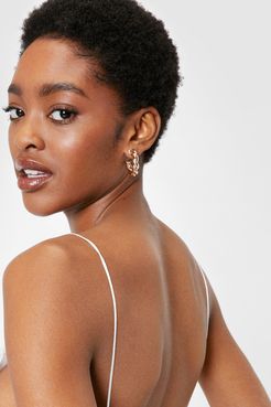 Twist Detail Round Hoop Earrings - Gold