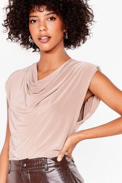 The Midnight Hour Shoulder Pad Cowl Top - Taupe