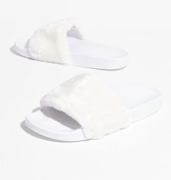 Are You Faux Fur Real Moulded Sliders - Cream