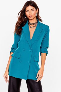 Mind Your Business Double Breasted Blazer - Teal