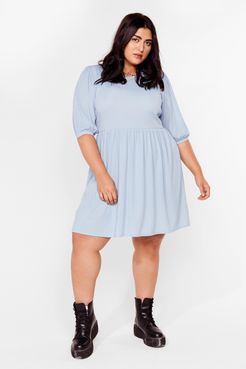 You're a Total Smock Out Plus Mini Dress - Blue