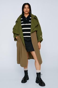 Back to Mac Oversized Plus Trench Coat - Khaki