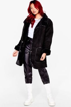 Are Your Faux Fur Real Oversized Coat - Black