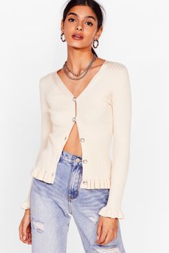 New Pearl in Town Ribbed Ruffle Cardigan - Cream