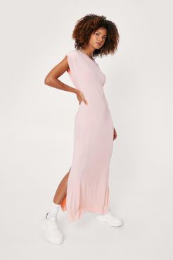 Shoulder Pad Sleeveless Maxi Dress - Pink