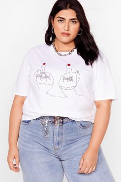 Plus Middle Finger T-shirt - White