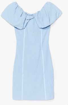 Off the Shoulder Textured Mini Dress - Cornflower Blue