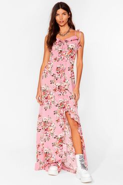 The Frill of It All Floral Maxi Dress - Rose