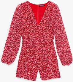 Grow All Out Relaxed Floral Romper - Red