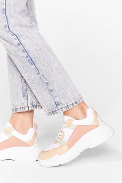 On the Run Lace-Up Chunky Sneakers - Beige