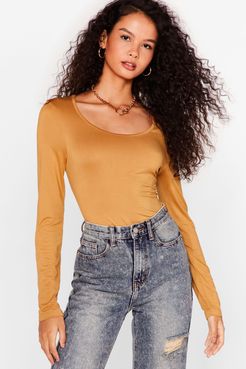 Long Sleeve High Leg Bodysuit - Camel