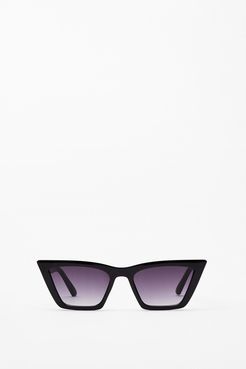Flat Cat Eye Sunglasses - Black