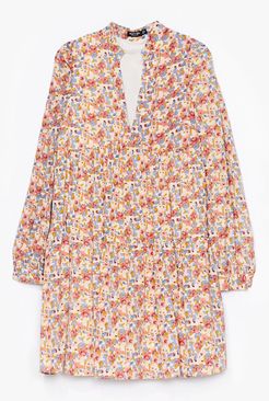 muted floral tierred floaty smock dress - Blush